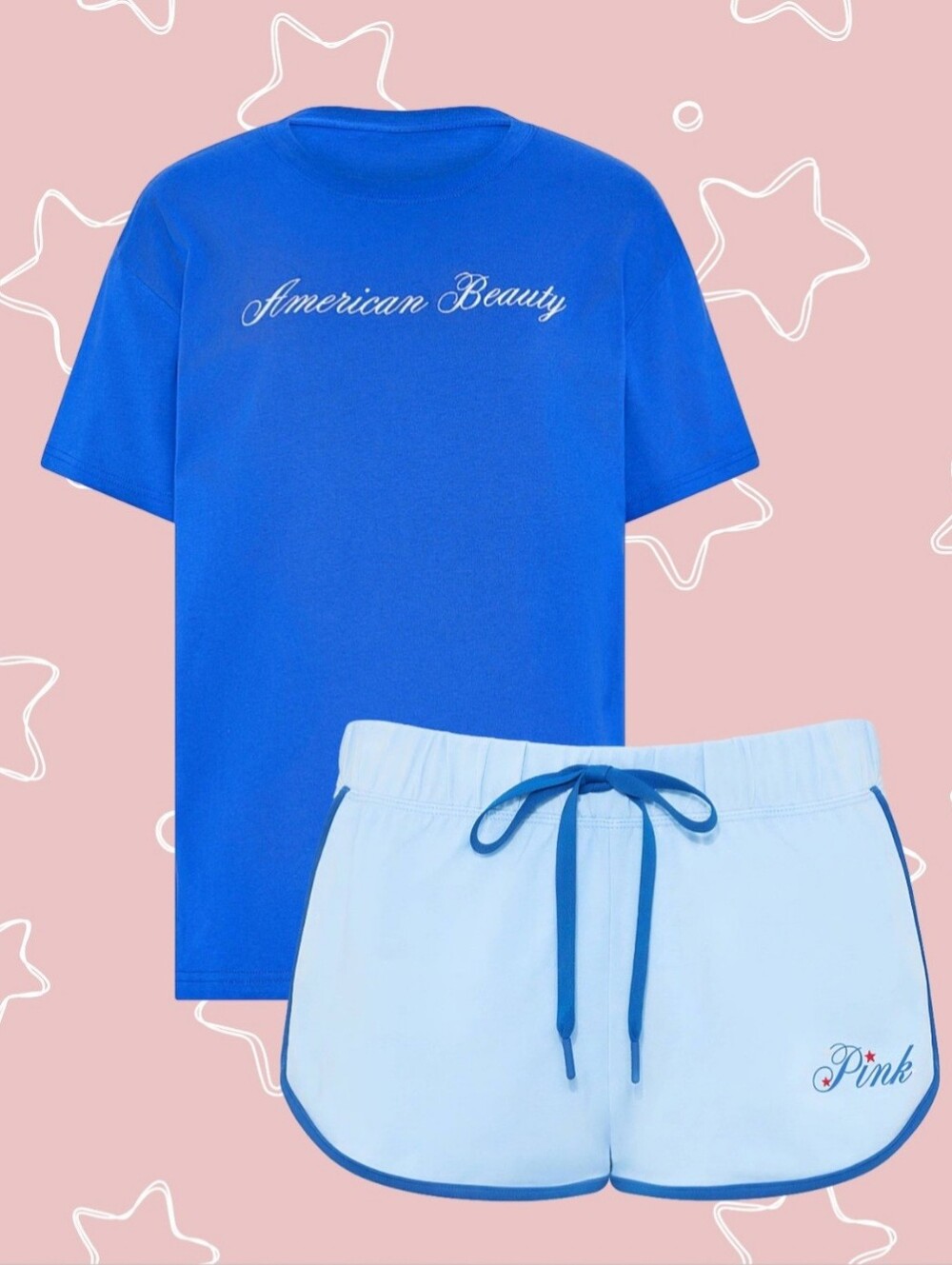 Victoria's Secret PINK American Beauty Campus Tee & Shorts NWT